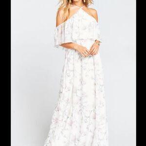 NWT SHOW ME YOUR MUMU Rebecca Ruffle Chiffon Floral Print Maxi Dress XS